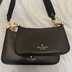 kate spade New York Black Double Pouch Crossbody Bag